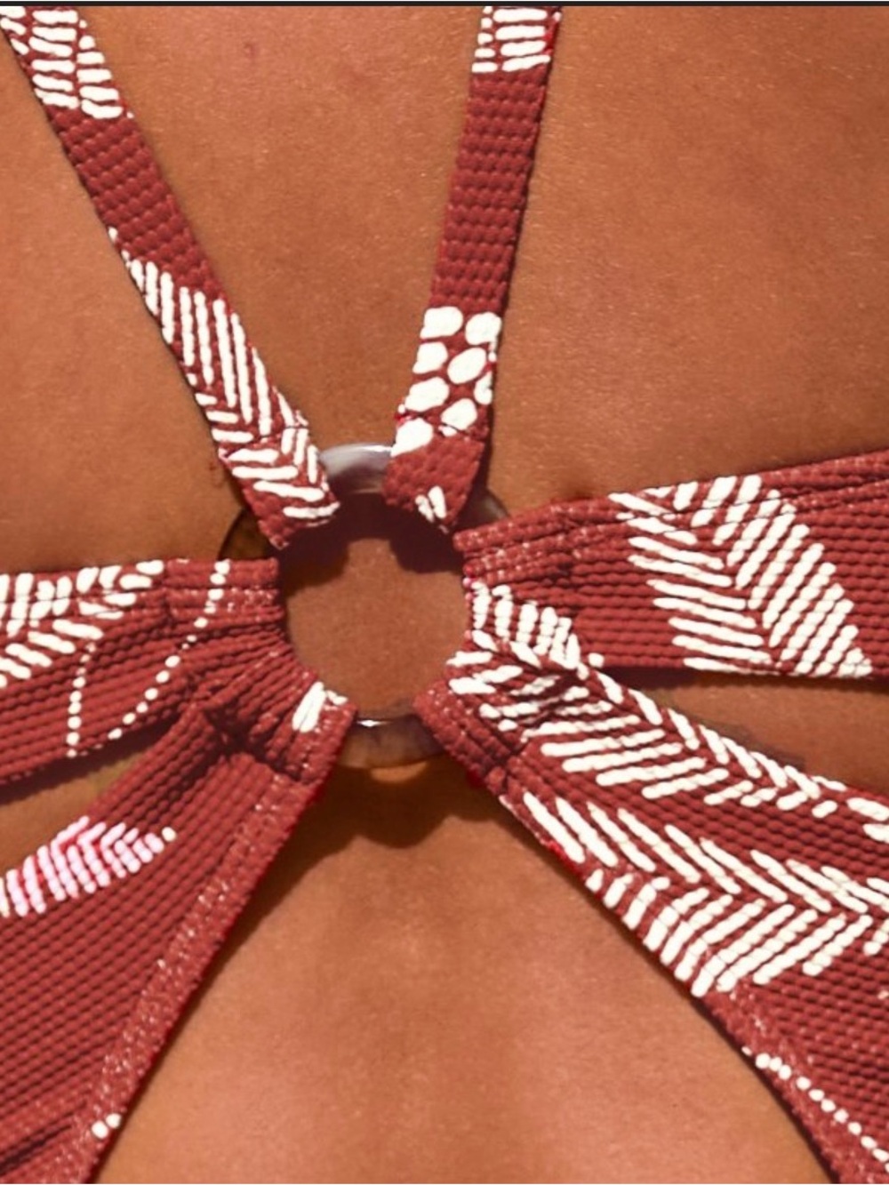 Cupshe Rust Red One-Piece with White Leaf Print - Picture 4 of 9